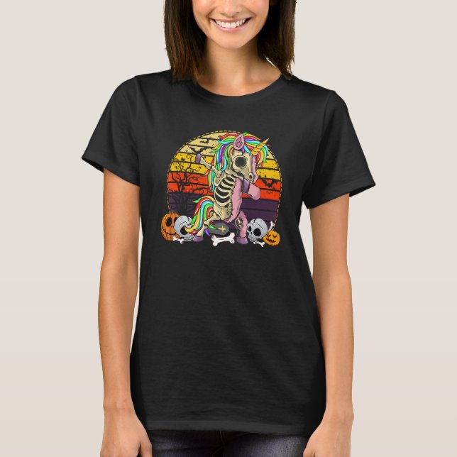 Dabbing Unicorn Skeleton  Halloween Girls Dab T-Shirt (Vorderseite)