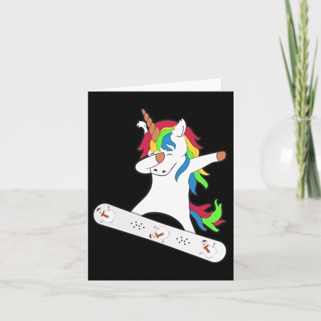 Dabbing Unicorn Snowboard Snowboarden Unicorns Gi Karte (Vorderseite)