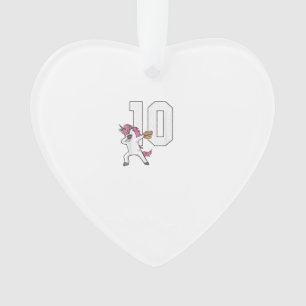 Dabbing Unicorn Softball Nummer 10 T-Shirt - Softb Ornament