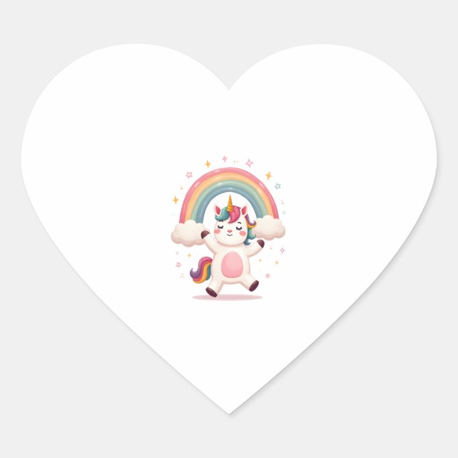 Dabbing Unicorn T Shirt - Funny Dab Dance Rainbow  Herz-Aufkleber (Vorderseite)