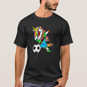 Dabbing Unicorn Tansania Fußball Tansanianische Fl T-Shirt