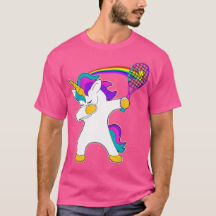 Dabbing Unicorn Tennis spielen Funny Gift T-Shirt