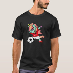 Dabbing Unicorn Türkei Fußball Fans Jersey Türkisc T-Shirt
