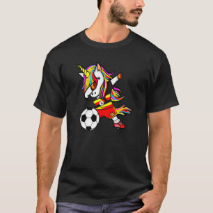 Dabbing Unicorn Uganda Football Ugandan Flag Socc T-Shirt