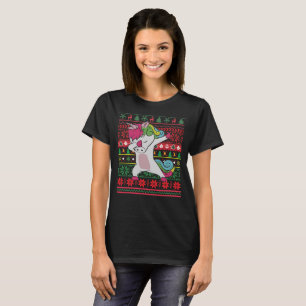 Dabbing Unicorn Ugly Weihnachten T-Shirt