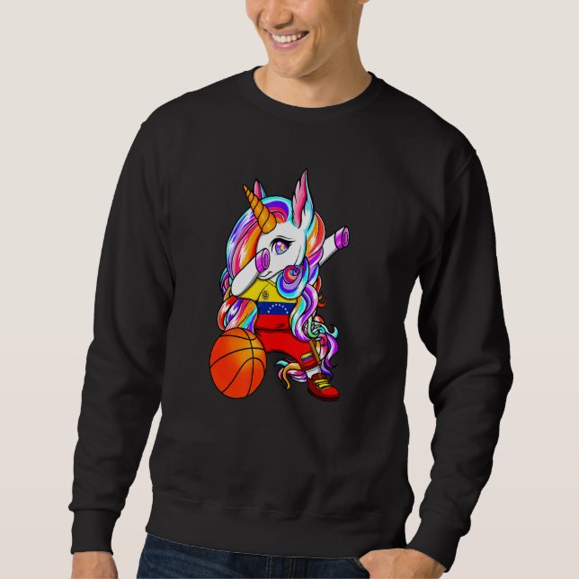 Dabbing Unicorn Venezuela Basketball Fans Jersey B Sweatshirt (Vorderseite)