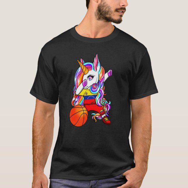 Dabbing Unicorn Venezuela Basketball Fans Jersey B T-Shirt (Vorderseite)