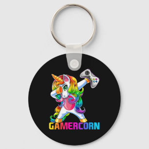 Dabbing Unicorn Video Game Controller Gamer Girl Schlüsselanhänger