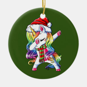Dabbing Unicorn Weihnachten Keramik Ornament