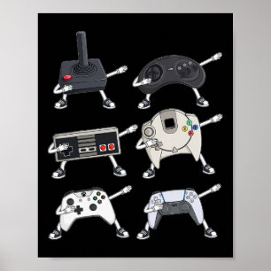 Dabbing Video Gamer Controller Funny Boys Kids Ga Poster