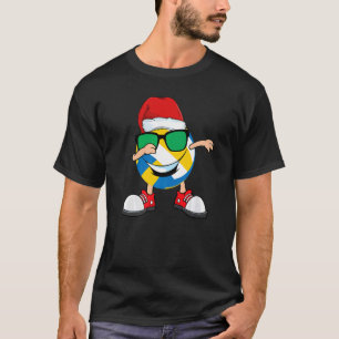 Dabbing Volleyball Ball Weihnachtsmannmütze Sonnen T-Shirt