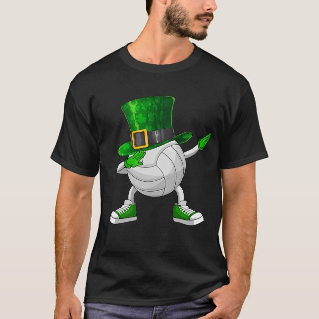 Dabbing Volleyball St Patrick's Day T-Shirt (Vorderseite)