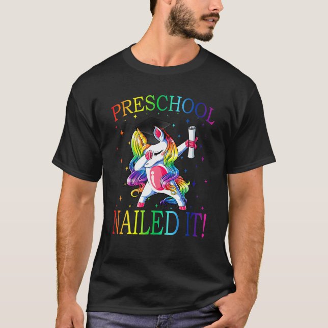 Dabbing Vorschule Unicorn Abschluss Class 2021 Na T-Shirt (Vorderseite)