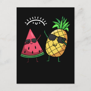 Dabbing Watermelon Ananas Kawaii Sommer Früchte Postkarte