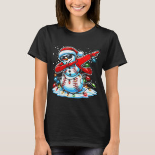 Dabbing Weihnachten Baseball Schneemann Jungen Bas T-Shirt