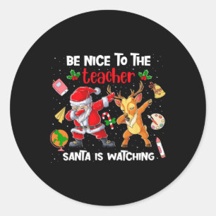 Dabbing Weihnachten Platz schön zu lehren Santa is Runder Aufkleber