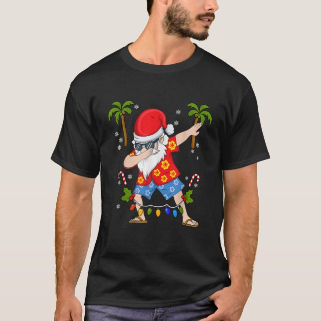 Dabbing Weihnachts Sommer tropische Hawaiian T-Shirt (Vorderseite)