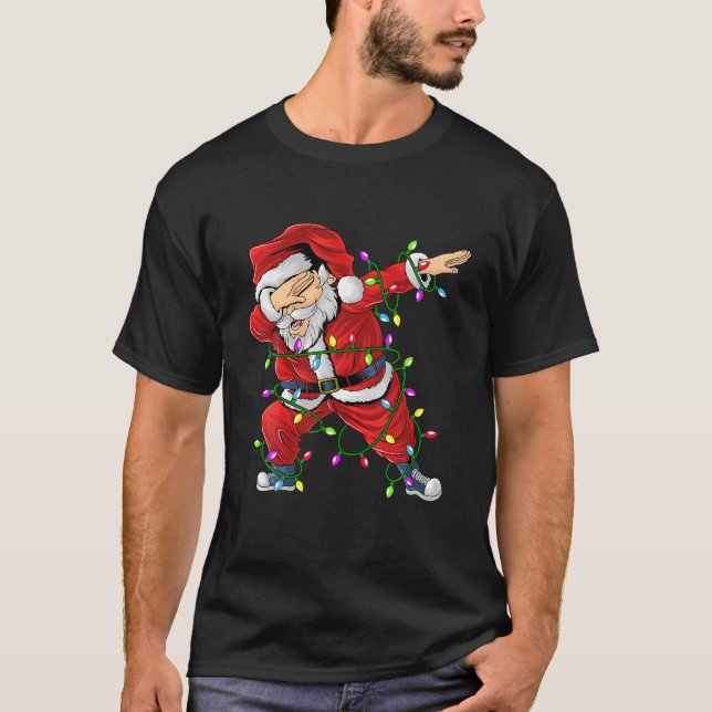 Dabbing Weihnachtsbaum Lichter Kinder Junge T-Shirt (Vorderseite)
