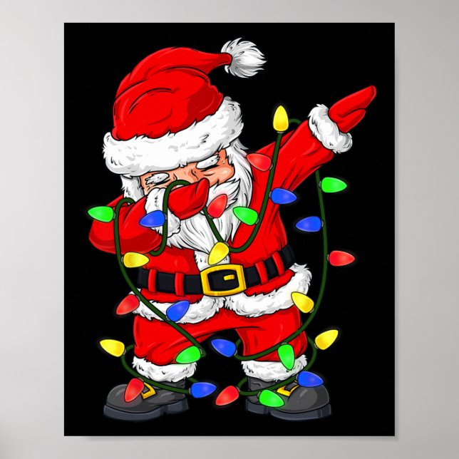 Dabbing Weihnachtsbaumleuchten Weihnachtsmänner Ki Poster (Vorne)