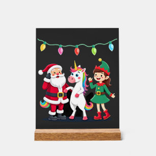 Dabbing Weihnachtsmann Elf Einhorn Weihnachten Kin Acrylschild
