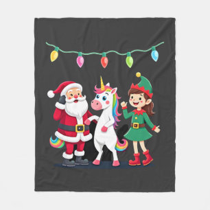 Dabbing Weihnachtsmann Elf Einhorn Weihnachten Kin Fleecedecke
