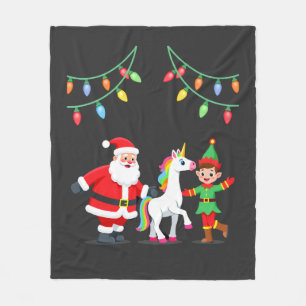 Dabbing Weihnachtsmann Elf Einhorn Weihnachten Kin Fleecedecke