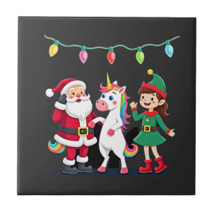 Dabbing Weihnachtsmann Elf Einhorn Weihnachten Kin Fliese