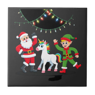 Dabbing Weihnachtsmann Elf Einhorn Weihnachten Kin Fliese