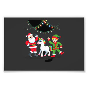 Dabbing Weihnachtsmann Elf Einhorn Weihnachten Kin Fotodruck