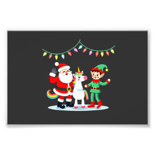 Dabbing Weihnachtsmann Elf Einhorn Weihnachten Kin Fotodruck