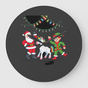 Dabbing Weihnachtsmann Elf Einhorn Weihnachten Kin Große Wanduhr