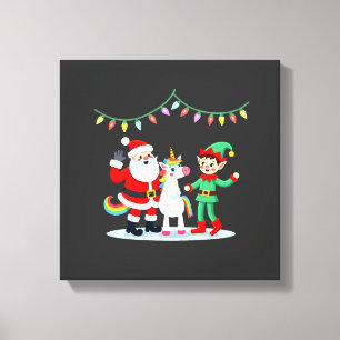 Dabbing Weihnachtsmann Elf Einhorn Weihnachten Kin Leinwanddruck