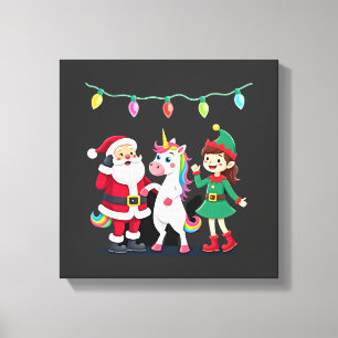 Dabbing Weihnachtsmann Elf Einhorn Weihnachten Kin Leinwanddruck