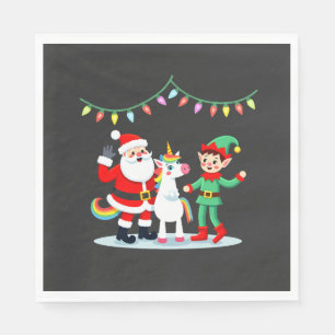 Dabbing Weihnachtsmann-Elf-Einhorn Weihnachten Kin Serviette