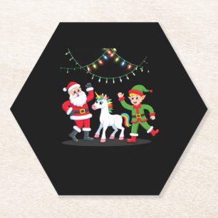 Dabbing Weihnachtsmann Elf Einhorn Weihnachten Kin Untersetzer