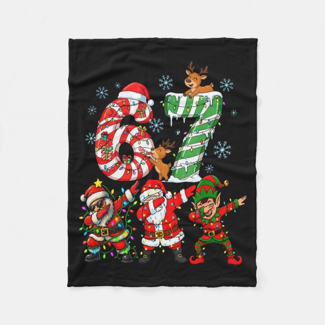 Dabbing Weihnachtsmann Elf Freunde Weihnachten Jun Fleecedecke (Vorderseite)