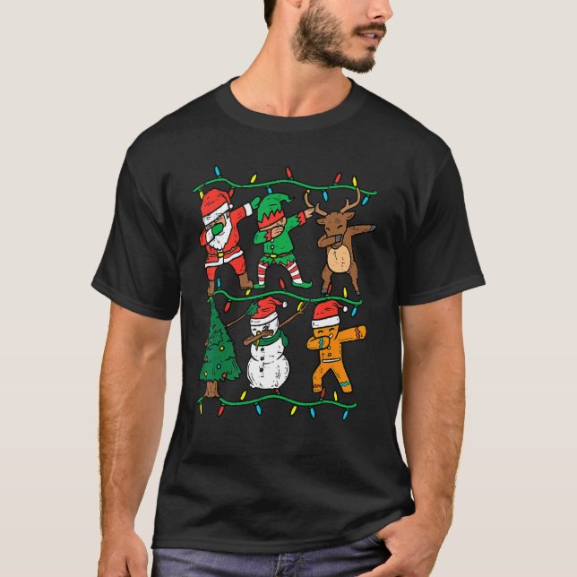 Dabbing Weihnachtsmann Elf Rentier Dab Weihnachten T-Shirt (Vorderseite)