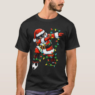 Dabbing Weihnachtsmann Fußball Weihnachtsbeleuchtu T-Shirt