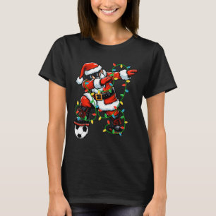Dabbing Weihnachtsmann Fußball Weihnachtsbeleuchtu T-Shirt