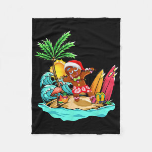 Dabbing Weihnachtsmann Lebkuchen Flamingo am Stran Fleecedecke