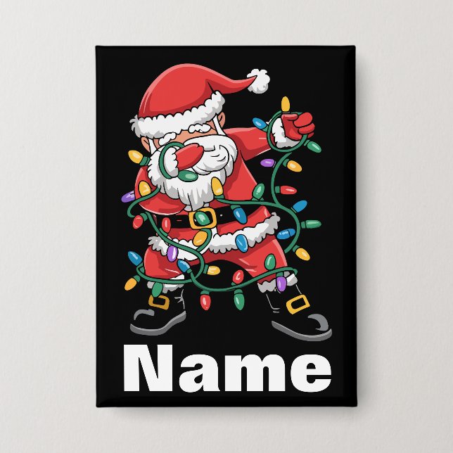 Dabbing Weihnachtsmann Lustiges Personalisiertes W Button (Vorderseite)