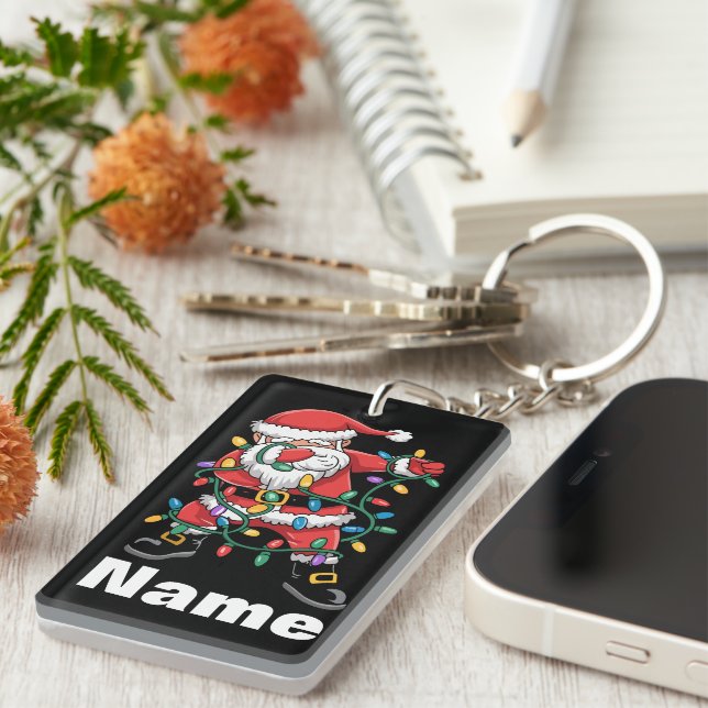 Dabbing Weihnachtsmann Lustiges Personalisiertes W Schlüsselanhänger (Vorderseite rechts)