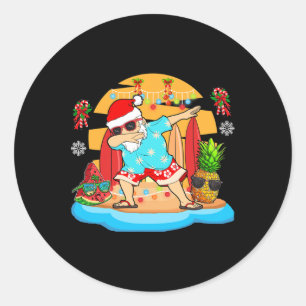 Dabbing Weihnachtsmann mit Ananas Wassermelone auf Runder Aufkleber