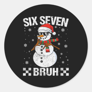 Dabbing Weihnachtsmann Schneemann 6 7 Meme Weihnac Runder Aufkleber