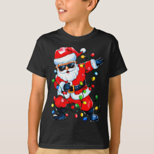 Dabbing Weihnachtsmann Xmas Licht Mädchen Jungen K T-Shirt