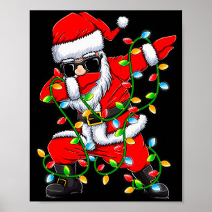 Dabbing Weihnachtsmann Xmas Lichter Mädchen Jungen Poster