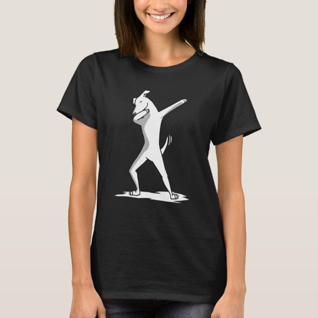 Dabbing White Dog Dab Dance T-Shirt (Vorderseite)
