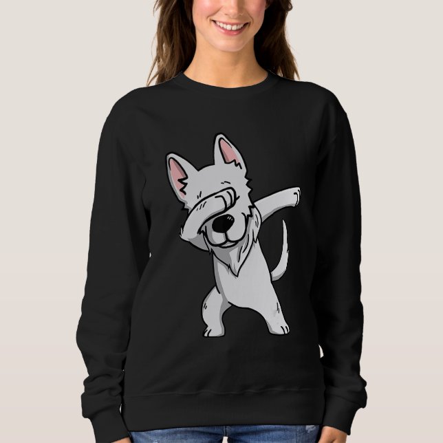 Dabbing White German Shepherd Dog Dab Dance Sweatshirt (Vorderseite)