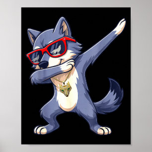 Dabbing Wolf Cool Rote Sonnenbrillen Tiere Wölfe L Poster