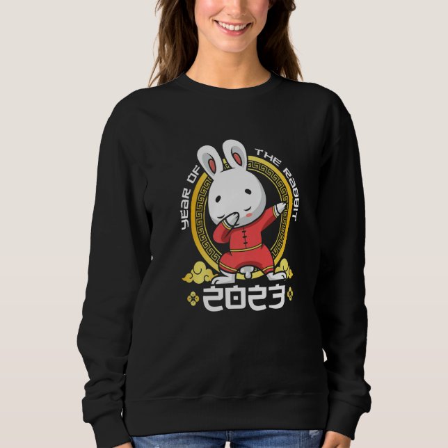 Dabbing Year of the Rabbit 2023 Chinese Zodiac Sig Sweatshirt (Vorderseite)